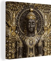 Toile Peinture Bouddha - Image - Or - 90x90 cm - Décoration murale