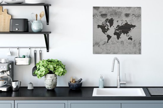 Peintures Toile Wereldkaart - Bloem - Marron - 50x50 cm - Décoration murale