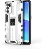 Voor OPPO Reno6 Pro 5G Supersonic PC + TPU Schokbestendige beschermhoes met houder (zilver)