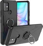Voor Infinix Note 10 Armor Bear schokbestendige pc + TPU-beschermhoes met ringhouder (zwart)