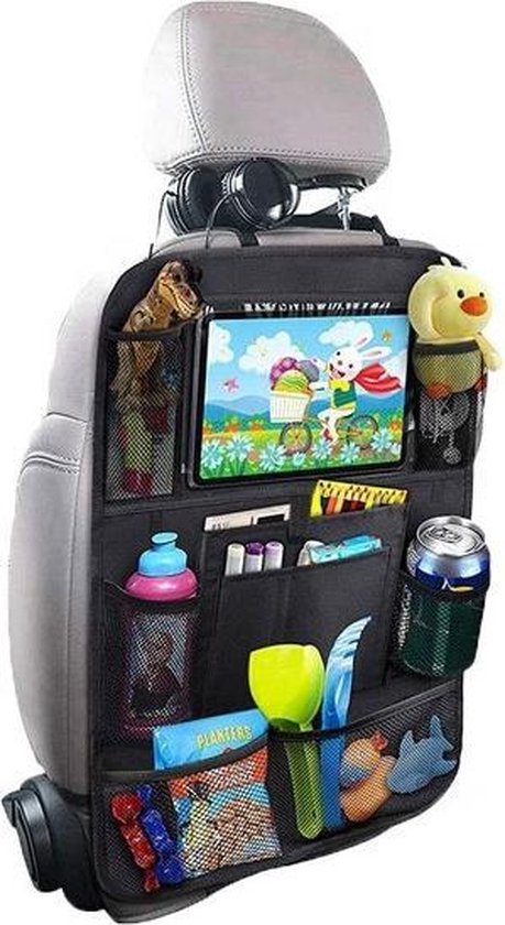 Luxe auto organizer met tablethouder- Autostoel organiser voor kinderen met vakken - Tablet houder auto voor baby en kind