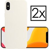 Hoes voor iPhone Xs Hoesje Back Cover Siliconen Case Hoes - Wit - 2x