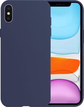 iPhone Xs Hoesje Siliconen Case Cover - iPhone Xs Hoesje Cover Hoes Siliconen - Donker Blauw