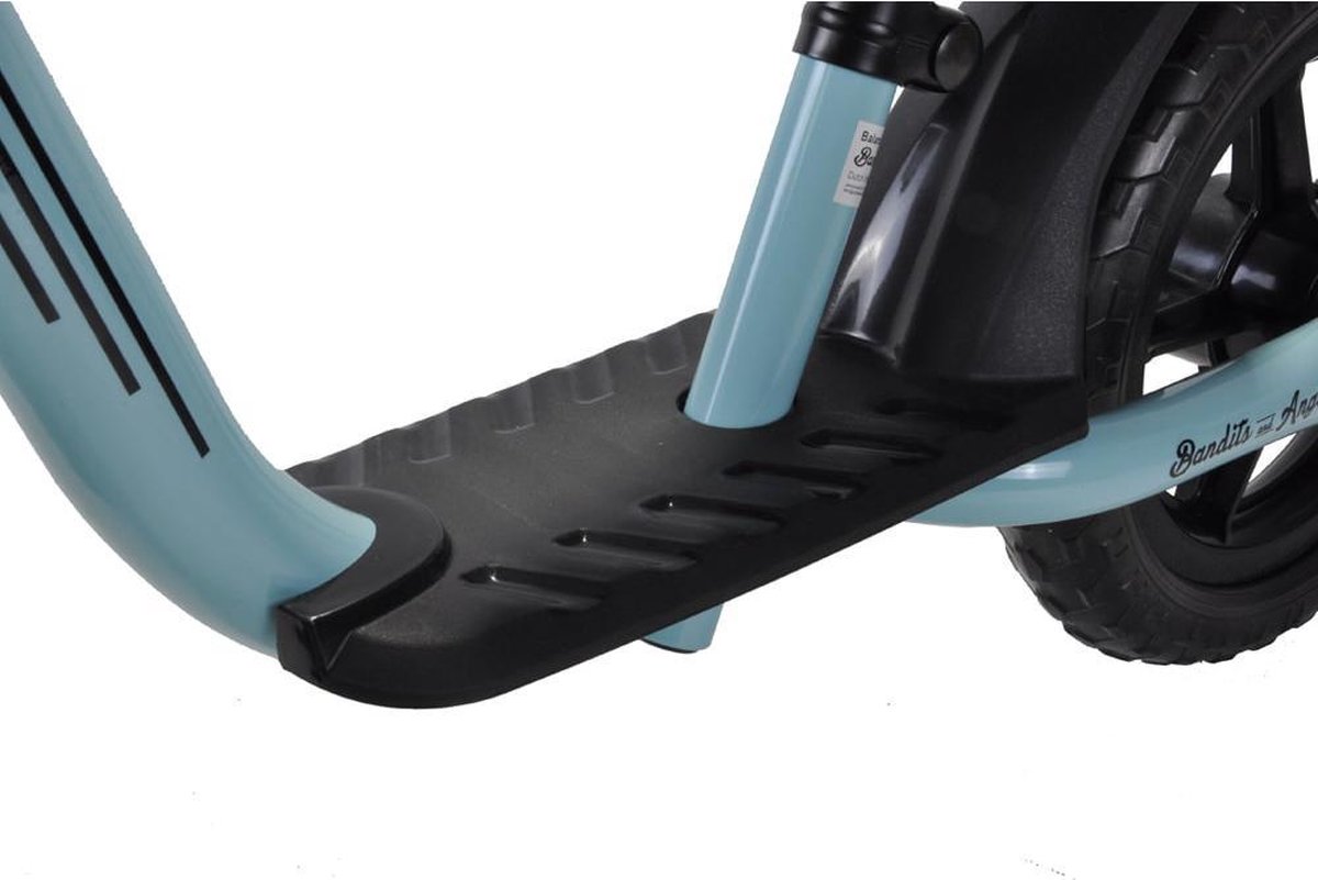 Bandits & Angels Metalen Loopfiets Starter Blauw met Voetenplank vanaf 2 Jaar - Limited Edition - Vintage Blauwe Loop Fiets - Verstelbaar Zadel 29 tot 39 cm - Voor Jongens en Meisjes - Compact en Veilig - Lage Instap met Voetenplank — afbeelding 11