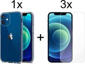 iPhone 13 Mini hoesje apple siliconen transparant case - 3x iPhone 13 Mini Screen Protector