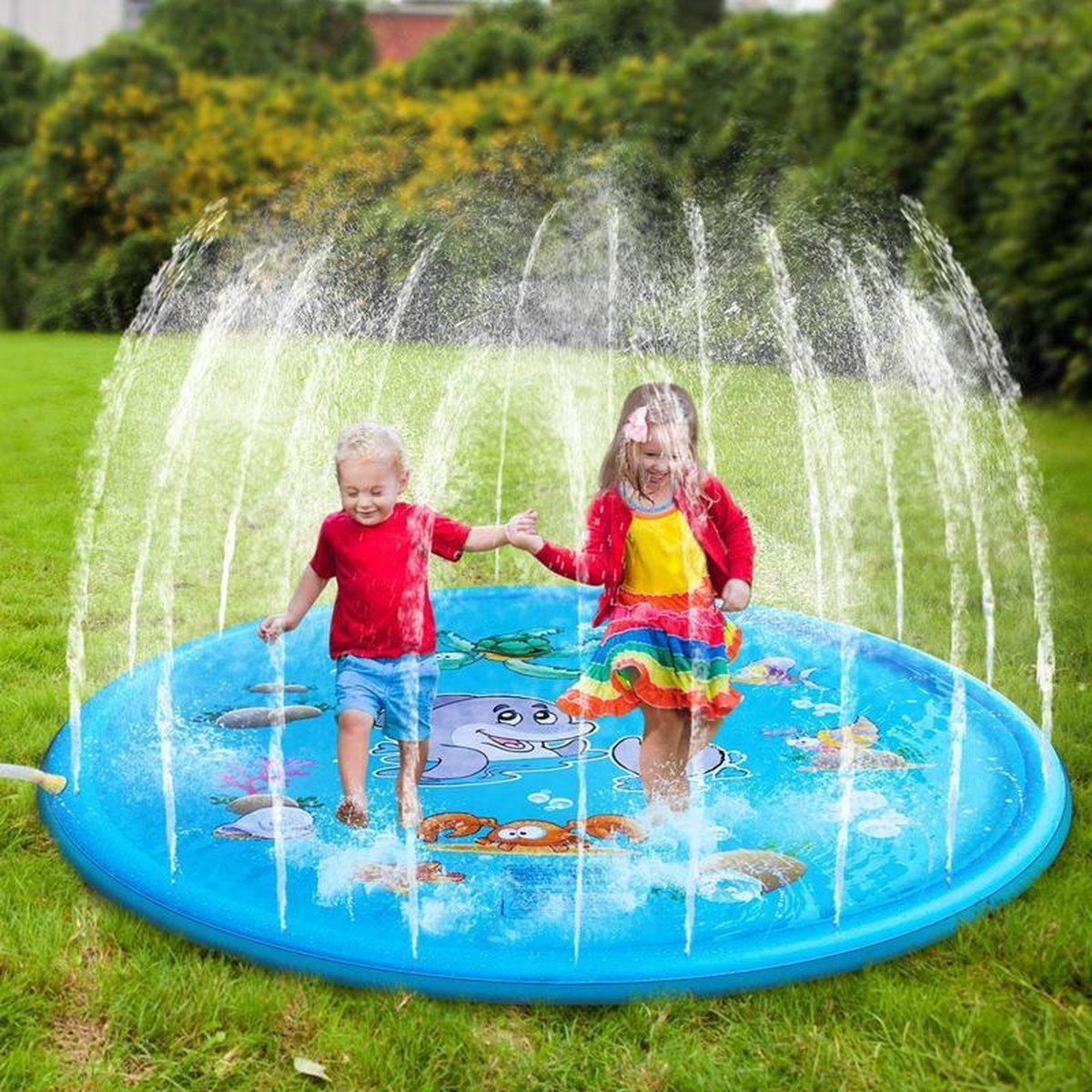 Watermat fontein - Water speel Mat - Pool spray Mat - fontein - Water mat - speelmat - waterspeelmat - Watermat met Sproeiers - Spelen met Water - Waterspel - Kinderzwembad