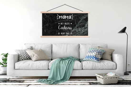 Porte-affiche avec affiche - Affiche scolaire - Proverbes - Citations - Maman tu nous as déjà - Maman - 150x75 cm - lattes vierges
