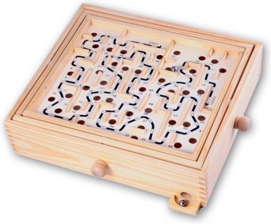 Afbeelding van het spel houten labyrinth 35,5 x 30 cm blank