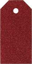 labels glitter 15 stuks 5 x 10 cm rood karton