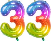 De Ballonnenkoning - Folieballon Cijfer 33 Yummy Gummy Rainbow - 86 cm