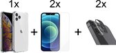 iPhone 13 Pro hoesje shock proof case transparant - 2x iPhone 13 Pro Screen Protector + 2x Camera Lens Screenprotector