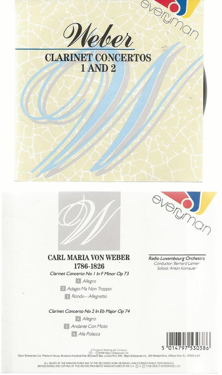 WEBER - CLARINET CONCERTO'S  1 & 2