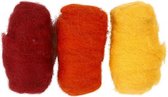 gekaarde wol rood/ geel 10 gram 3 stuks