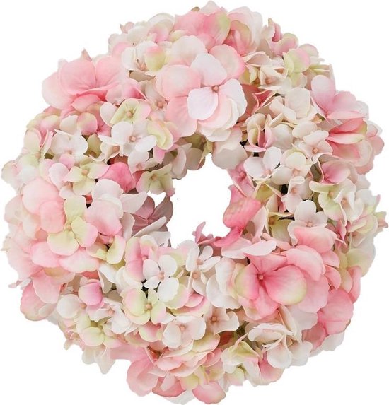 Viv! Home Luxuries Couronne d'hortensia - soie - blanc rose clair - 30cm - qualité supérieure