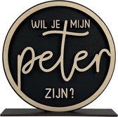 Wil je mijn peter zijn - Peter worden - Peter vragen - Houten wenskaart 19cm - Cadeau Peter - Peterschap
