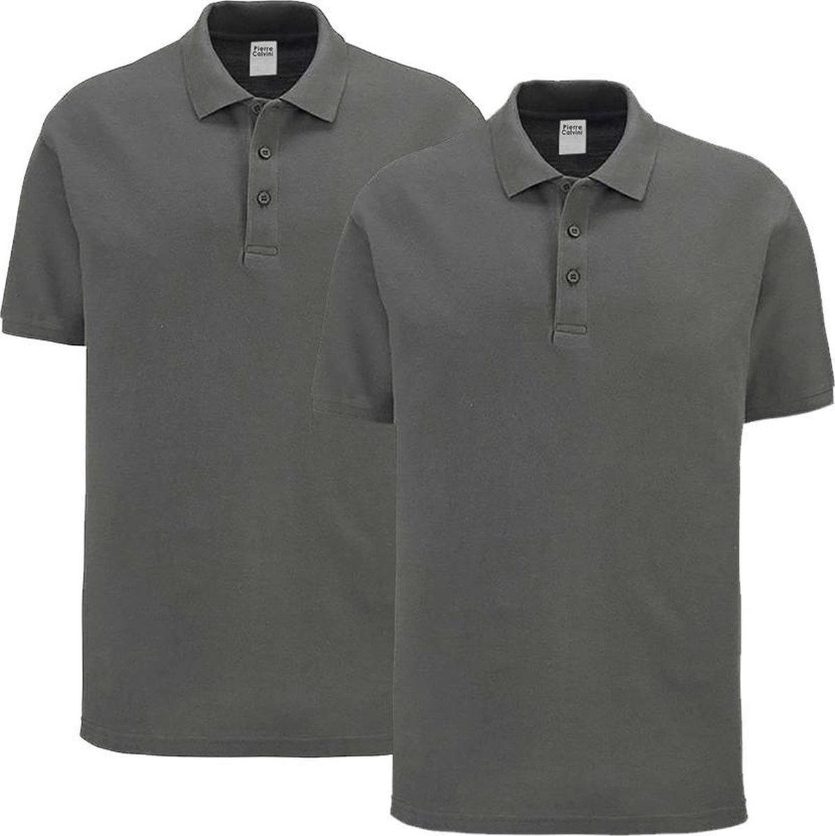 Pierre Calvini - Polo Shirt Heren - Polo Pique - 2 Pack - Grijs - S