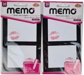 Memoblok - Zelfklevend  - School / Kantoor - Wit / Roze - Papier - 150 x 100 mm - Set van 2x 30 Sheets