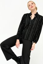 LOLALIZA Gestreepte lurex blouse - Zwart - Maat 34