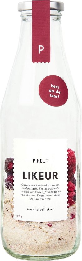 Pineut ® Cadeau Vrouw - Mix voor Likeur Kersen - fles 750 ML - Kers op de Taart - DIY Pakket - Cocktail Maken - Origineel Cadeau - Likeurdrank Jenever of Wodka - Origineel Cadeau - Feestelijk & Gezellig