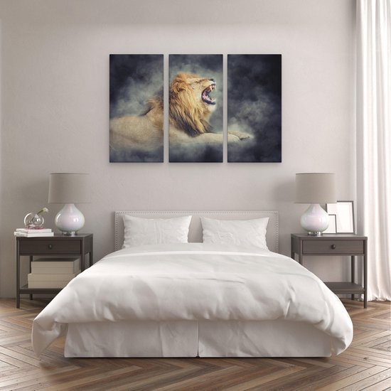 Artaza - Tryptyque Peinture sur Canevas - Lion - Tête de lion - 120x80 - Photo sur Toile - Impression sur Toile