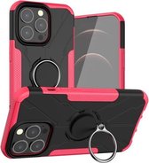 Armor Bear schokbestendige pc + TPU-beschermhoes met ringhouder voor iPhone 13 Pro (rozerood)
