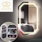 Luxury Buy® spiegelkast- luxe cosmetische opbergruimte - led verlichting- makeup kast- sieraden kast met spiegel- badkamer spiegelkast- 57x37x10.2 cm- Wit