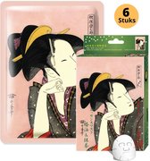 Mitomo Camellia Flower Oil & Matcha Essence Gezichtsmasker - Vermindert Stress Rimpels en Huidveroudering - Cadeautje voor Haar - Masker Gezichtsverzorging - 6-Pack
