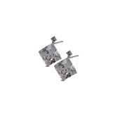 Silventi 9SIL-21441 Zilveren Oorknopjes - Dames - Zirkonia - Vierkant - 8 x 8 mm - 2,2 x 2,2 mm - Rhodium - Zilver