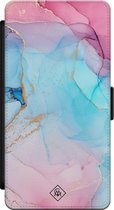 Samsung A51 bookcase leer hoesje - Marmer blauw roze
