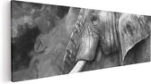 Artaza Canvas Schilderij Olifant - Abstract - Zwart Wit - 60x20 - Foto Op Canvas - Canvas Print