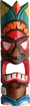 Tiki Masker gekleurd - Houten decoratie - Tiki - Tiki masker - Decoratie - 50 cm - Masker - Mancave - Bar decoratie - Hand beschildert – Hawaii decoratie - Cave & Garden