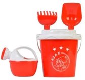 Ajax Strandset - Emmer en Schep - Rood / Wit - Kunststof - 5 Delig