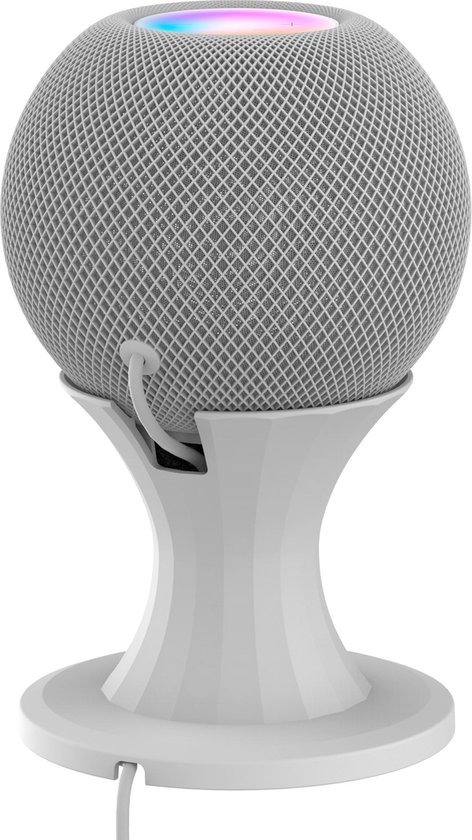 shinar Compatibel met Homepod 1/2 stand, bureaustandaard, accessoires, stabiele houten houder voor HomePod 1/2, geïntegreerd kabelmanagement (zwart