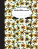 Composition Notebook, 8.5 x 11, 110 pages: Colorful Sunflower