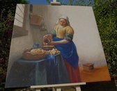 [100% Handgeschilderd] [olieverfschilderij] Het melkmeisje van Johannes Vermeer, 90x90 cm [uniek] [lijst naar keuze]