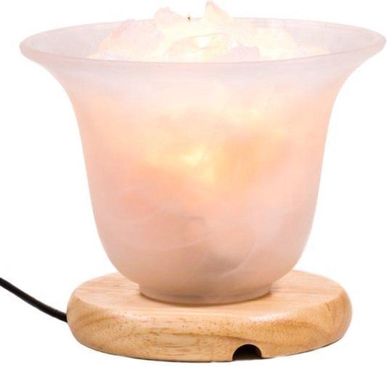 Edelsteenlamp- tafellamp Bergkristal en Zoutkristal  Lamp