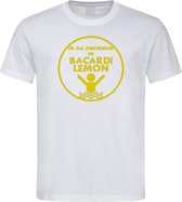 Wit T-Shirt met “ Ik ga zwemmen in Bacardi Lemon “ print Goud Size XXXXL