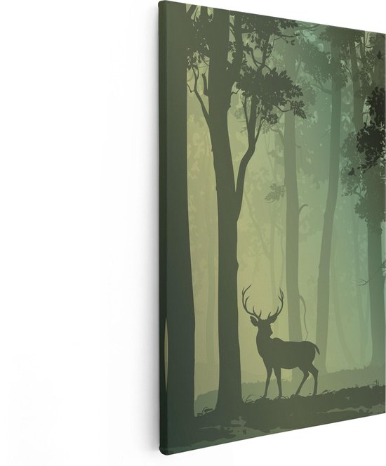 Artaza Peinture Sur Toile Cerf Dans La Forêt - Silhouette - 40x60 - Photo Sur Toile - Impression Sur Toile