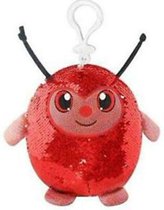 Shimmeez knuffel - Sleutelhanger - Lieveheersbeestje - Ladybug - Rood / Zilver - Pailetten - 10 x 12 cm