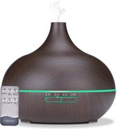 Vivid Green Aroma Diffuser - Luchtbevochtiger met Aromatherapie - Babykamer - Geurverspreider - Incl. Olie - 550 ML - Donkerbruin