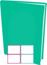 Rekbare boekenkaften A4 - Turquoise Groen - 6 stuks inclusief kleur textiel labels