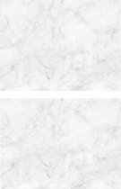 2x stuks marmeren stijl witte placemats van vinyl 40 x 30 cm - Antislip/waterafstotend - Stevige top kwaliteit