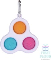 Fidget Toy - Simple Dimple - Sleutelhanger - Simple Dimple Triple  - Drie Kleuren - Pop it Simple Dimple - Roze Blauw Oranje