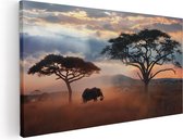 Artaza Canvas Schilderij Olifant In Het Wild - Savanne - 40x20 - Klein - Foto Op Canvas - Canvas Print