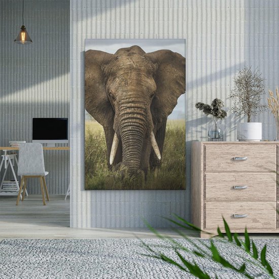 Artaza Peinture sur toile Éléphant dans la nature – Couleur – 60 x 90 – Photo sur toile – Impression sur toile
