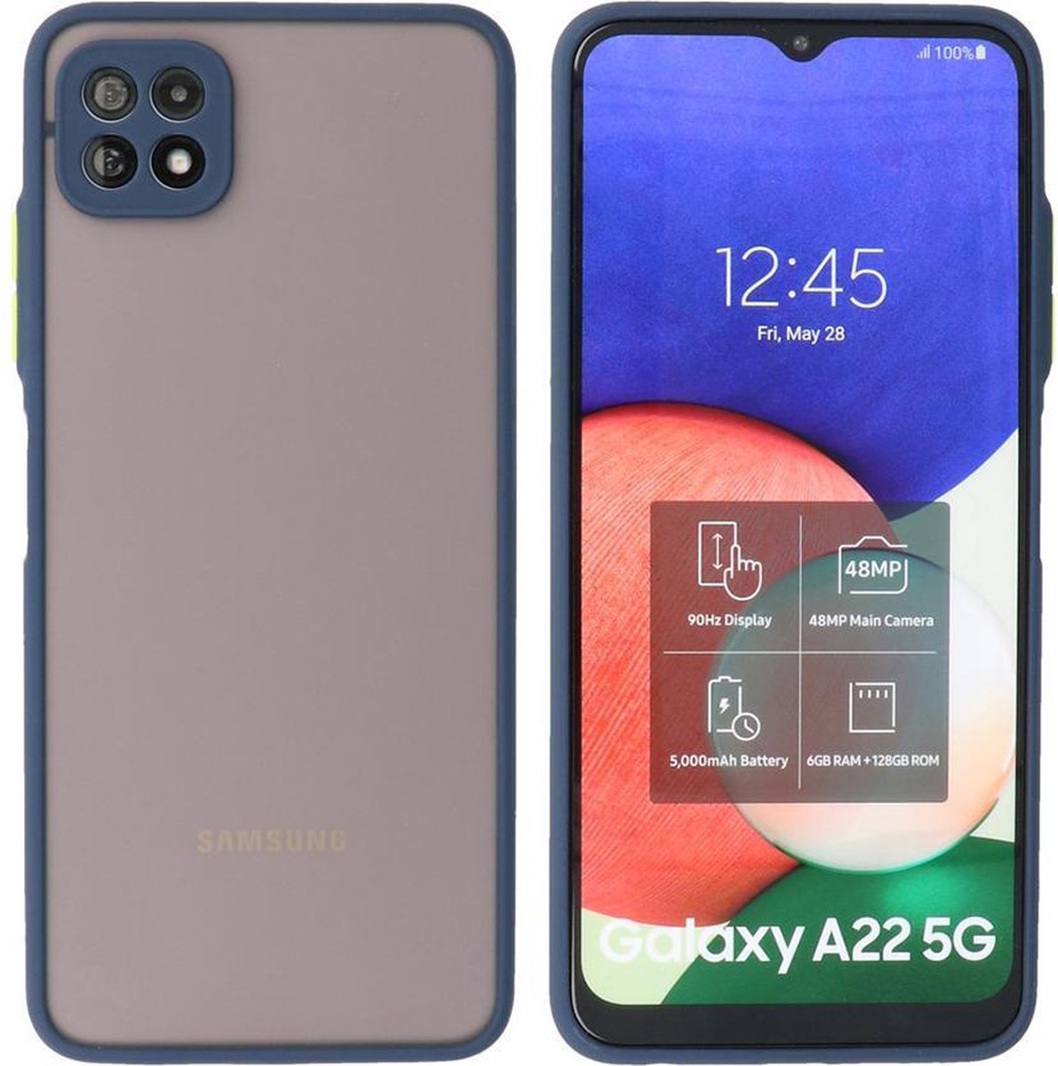 Samsung Galaxy A22 5G Hoesje - Back Cover Telefoonhoesje - Blauw