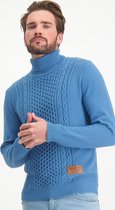 Haze & Finn Trui Heavy Knit Rollneck Mu16 0231 1 Vallarta Blue Mannen Maat - L