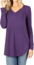ZENANA | Premium V-hals Top | Dark Purple | LARGE