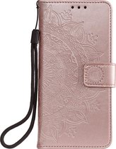 Shop4 - iPhone 13 Pro Hoesje - Wallet Case met Pasjeshouder Mandala Patroon Rosé Goud