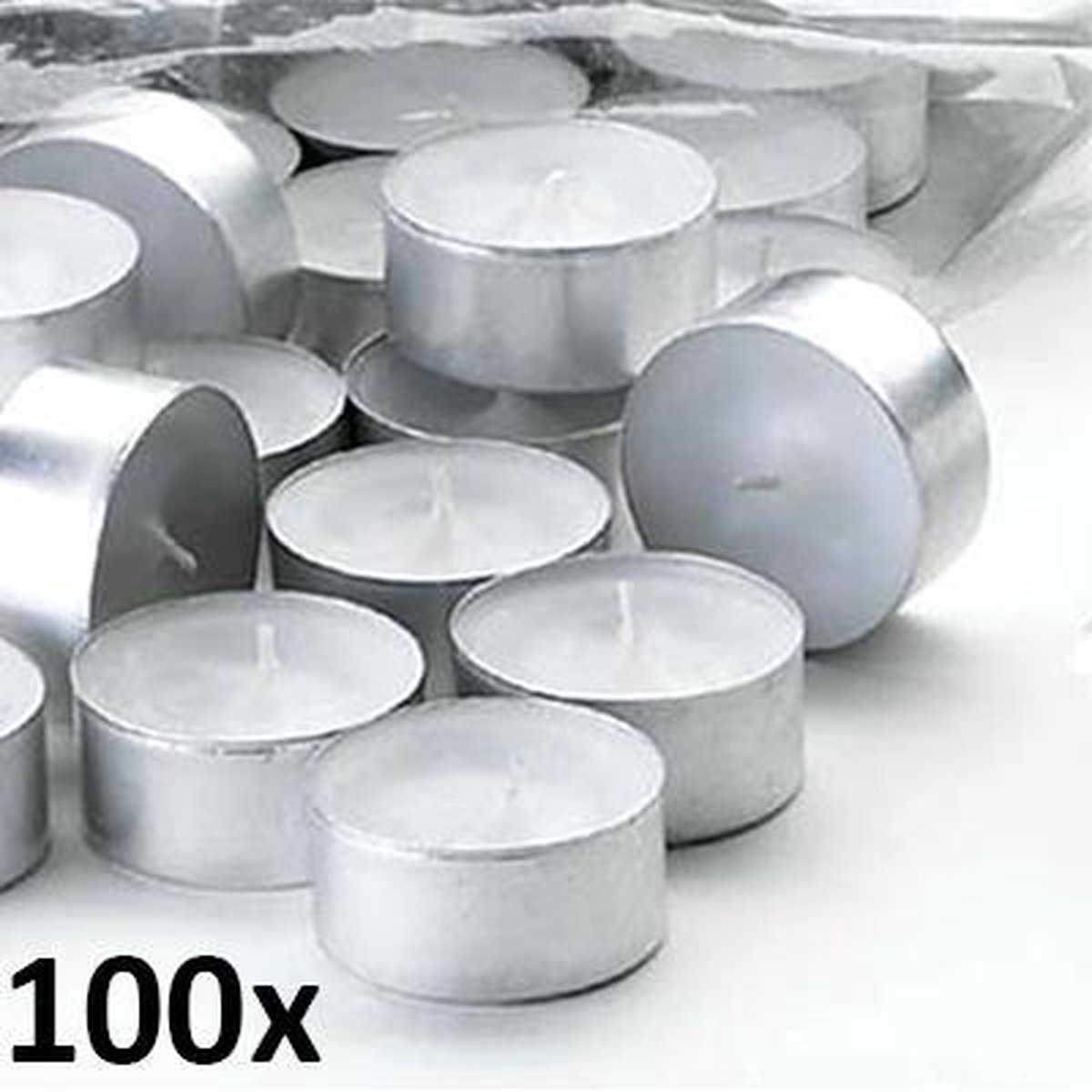 100 stuks witte 6-uurs waxinelichtjes 18/39 in zak (6 uur) Hoogwaardige Horeca kwaliteit